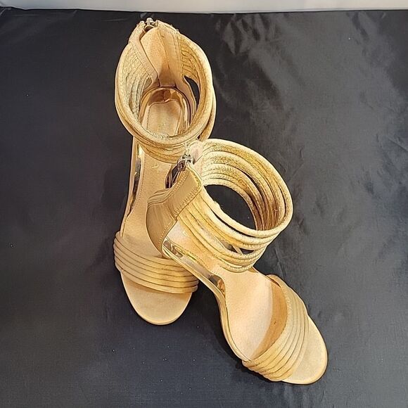 LILIANA CIRCLE ANKLE STRAP OPEN TOE HIGH HEEL STILETTOS ZIP CLOSURE SANDAL - Picture 15 of 15